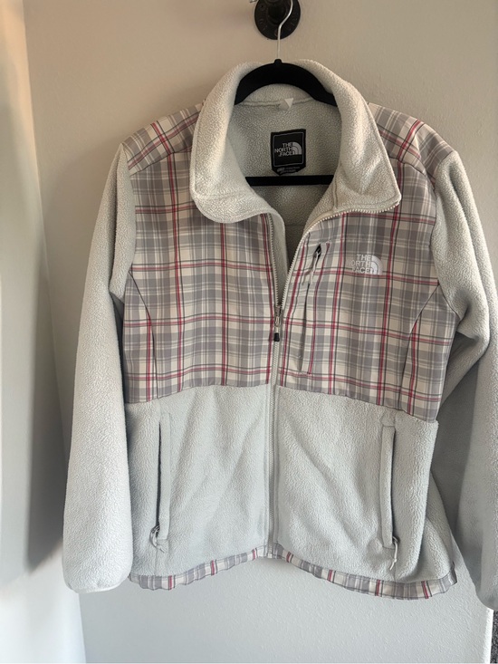 The North Face Sweaters - The North Face Light Gray Plaid-Accent Fleece Jacket